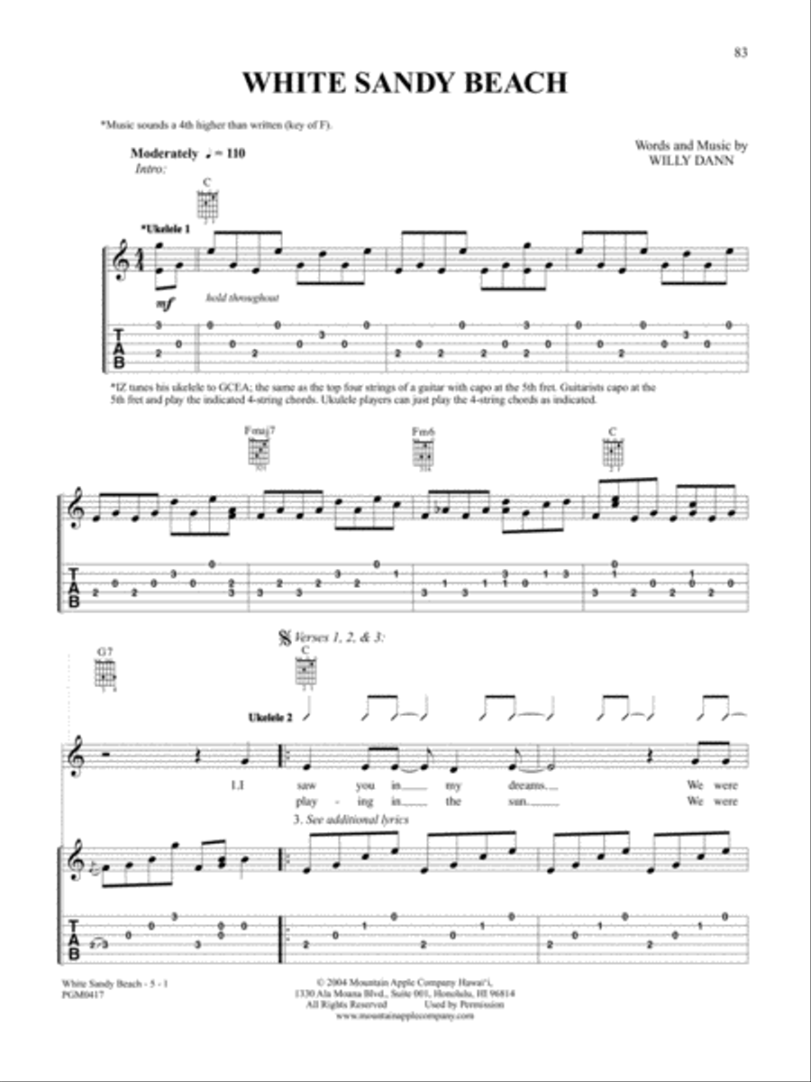 White Sandy Beach Ukulele scores gallery preview page 1