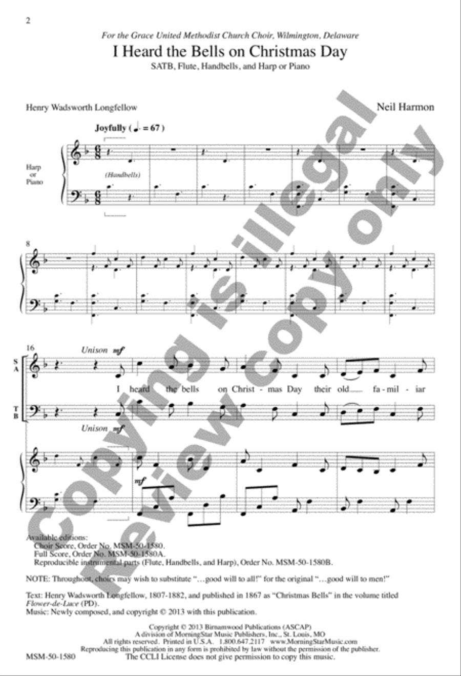 I Heard the Bells on Christmas Day 4-Part scores gallery preview page 2