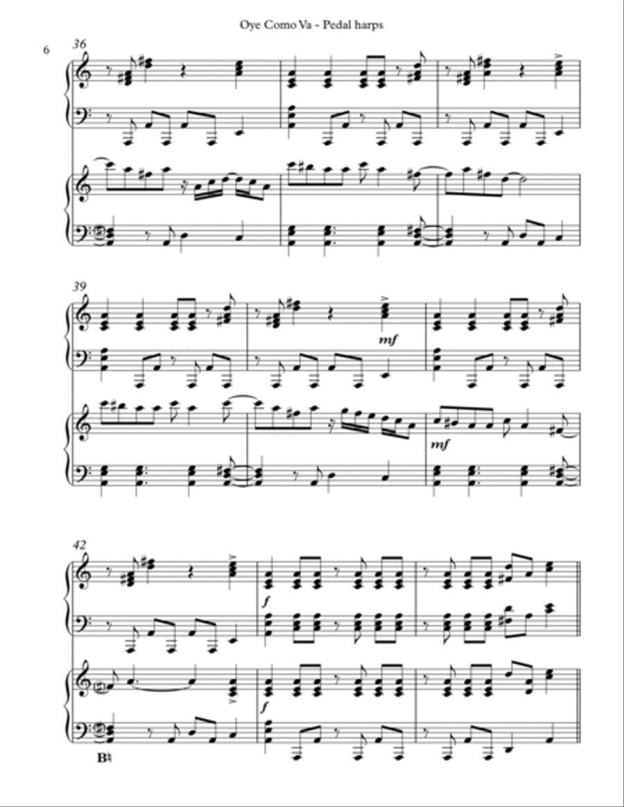 Oye Como Va Pedal Harp scores gallery preview page 6