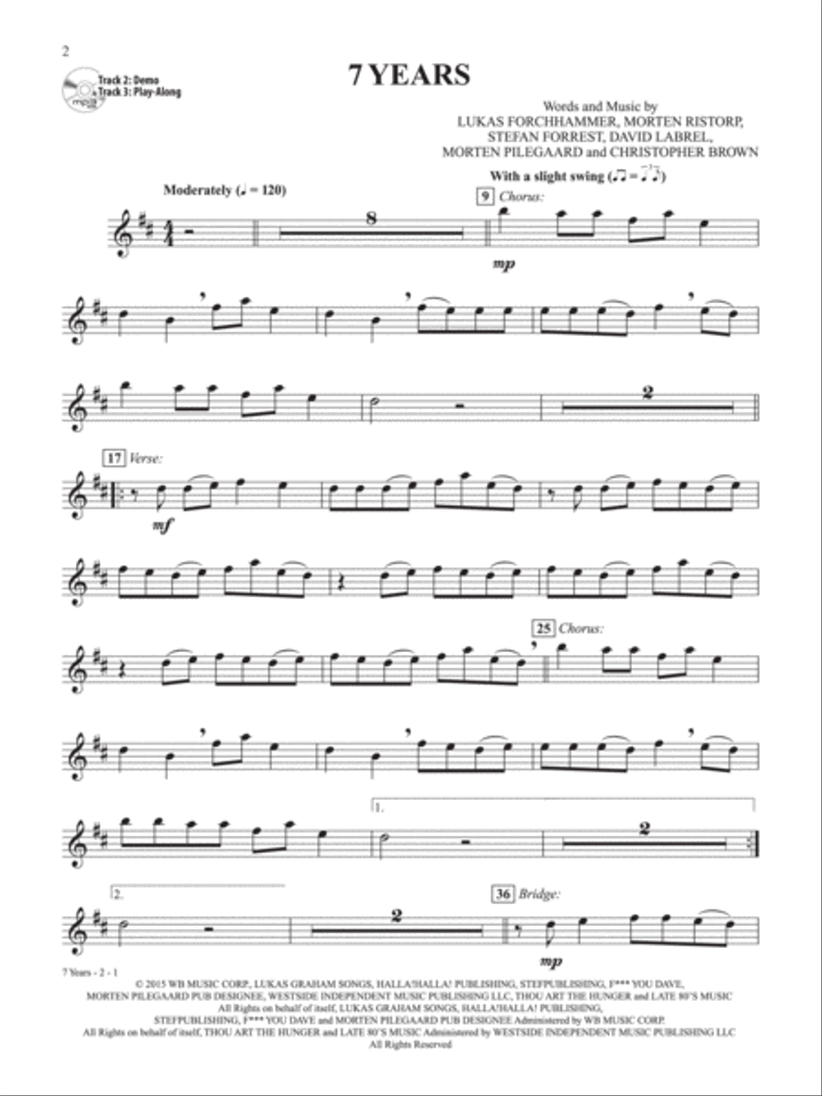 Easy Top of the Charts Playlist Instrumental Solos Alto Saxophone scores gallery preview page 3