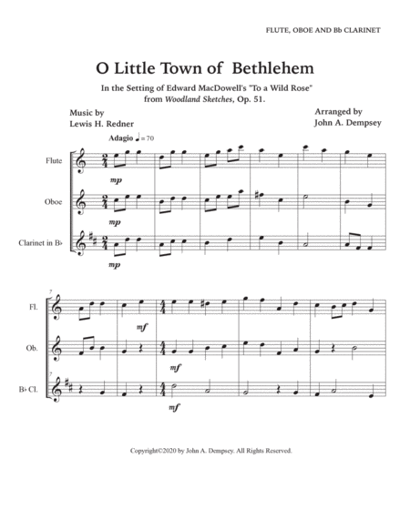 O Little Town of Bethlehem (Trio for Flute, Oboe and Clarinet) image number null