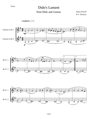 Dido's Lament (Clarinet Duet)