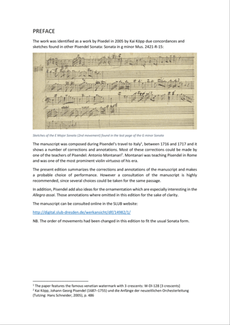 Pisendel – Sonata in E Major for violin and continuo String Duet scores gallery preview page 2