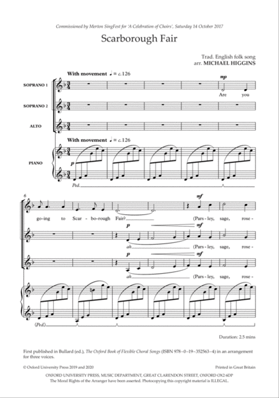 Scarborough Fair SSA scores gallery preview page 2