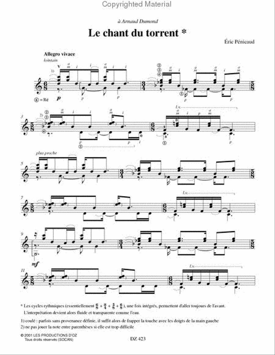 Le chant du torrent Classical Guitar scores gallery preview page 2