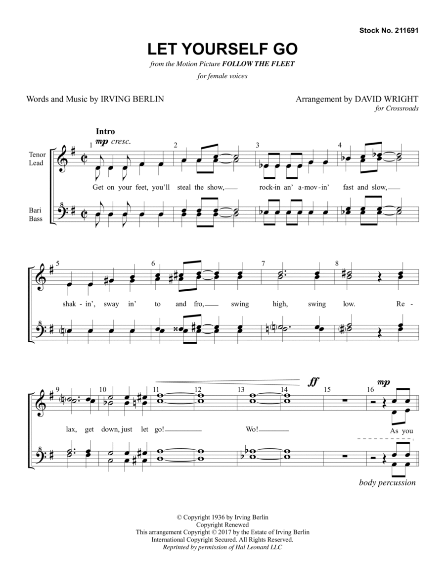 Let Yourself Go (arr. David Wright) SSAA scores gallery preview page 1