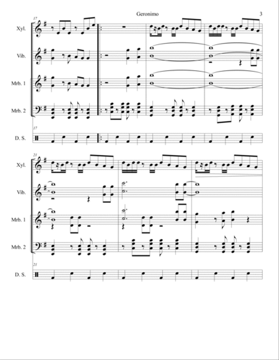 Geronimo Percussion Ensemble scores gallery preview page 3