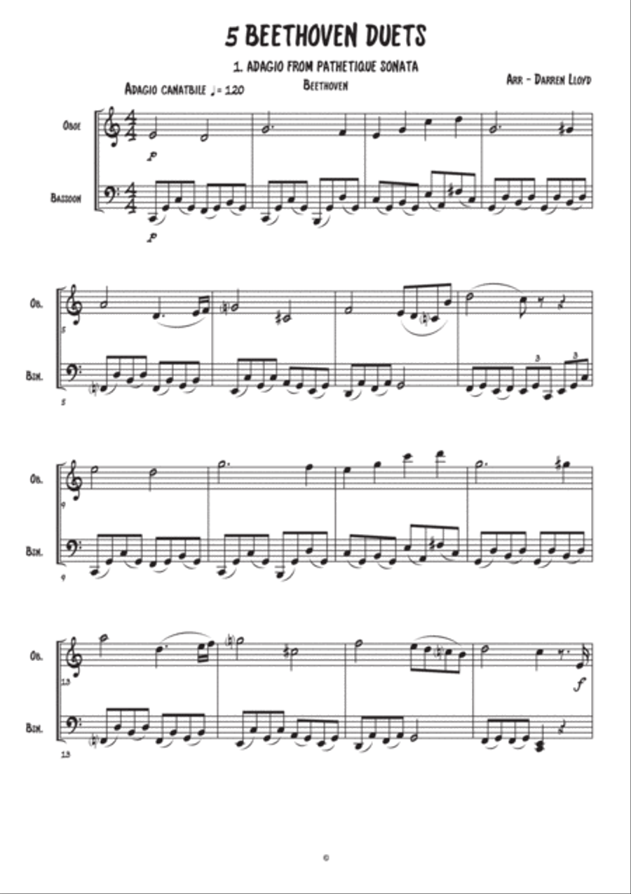 5 Beethoven duets - Oboe & Bassoon 5 Beethoven duets - Oboe & Bassoon Woodwind Duet scores gallery preview page 2