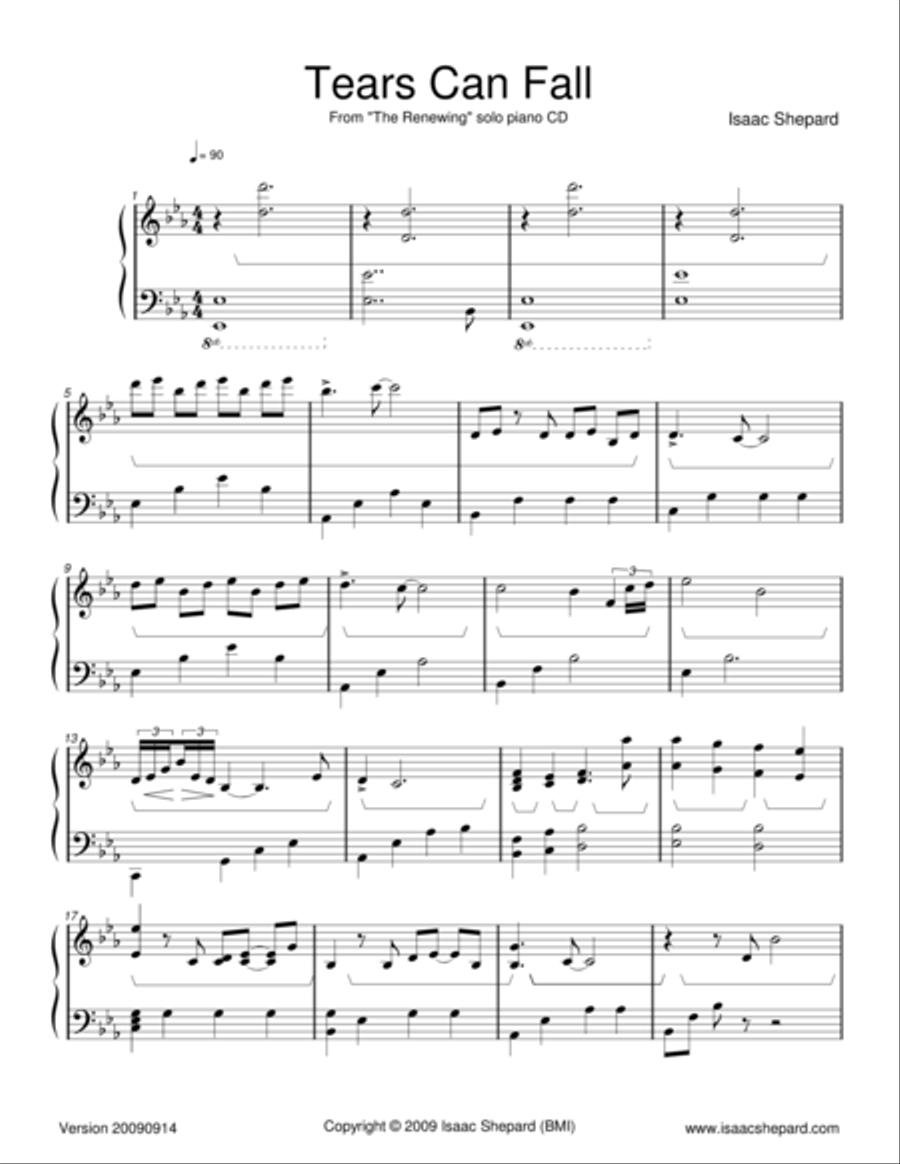 Tears Can Fall Piano Solo scores gallery preview page 1