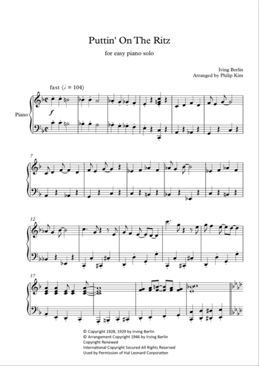Puttin' On The Ritz Piano Solo scores gallery preview page 2