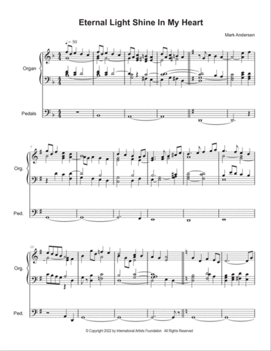 Eternal Light Shine In My Heart for solo organ by Mark Andersen Organ Solo scores gallery preview page 2