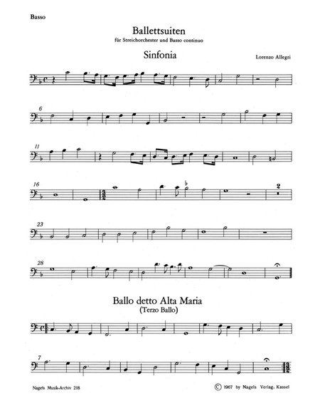 Ballettsuiten für Streicher (Violinen dreigeteilt) und Basso continuo