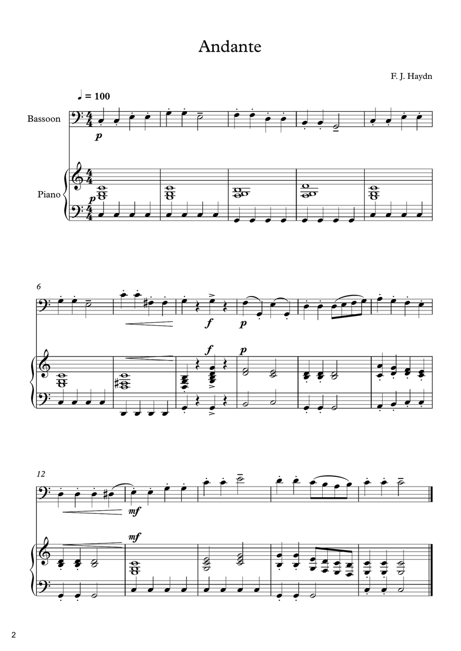 70 Easy Classical Pieces For Bassoon Piano by Various Bassoon