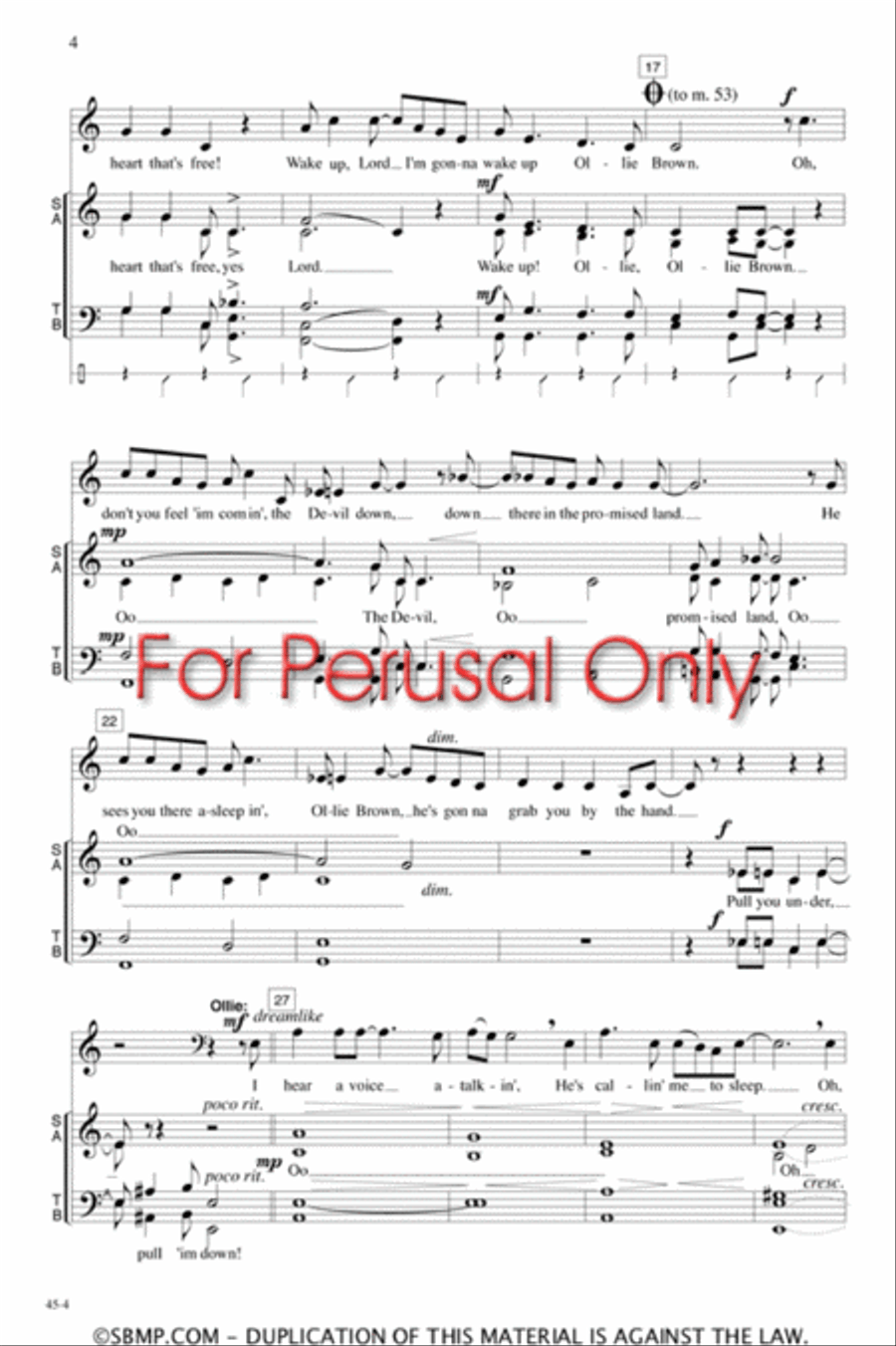 Wake Up, Ollie Brown! - SATB Octavo 4-Part scores gallery preview page 3