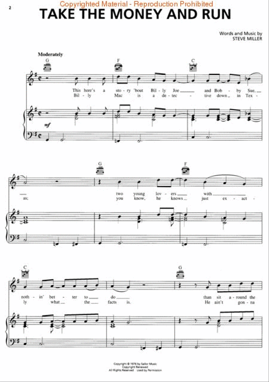 Steve Miller Band - Young Hearts: Complete Greatest Hits Piano, Vocal, Guitar scores gallery preview page 3