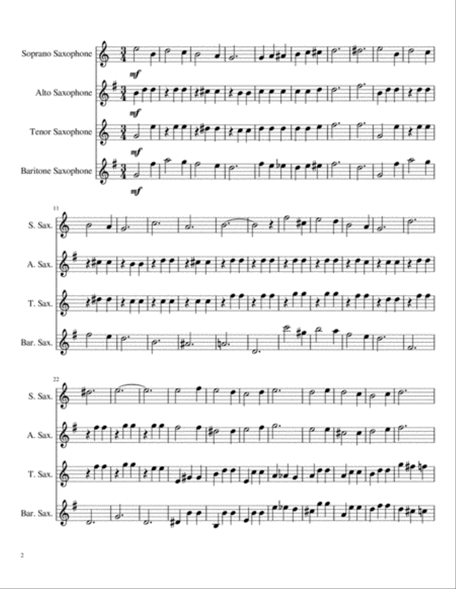 Let Me Call You Sweetheart for Saxophone Quartet Saxophone Quartet scores gallery preview page 2