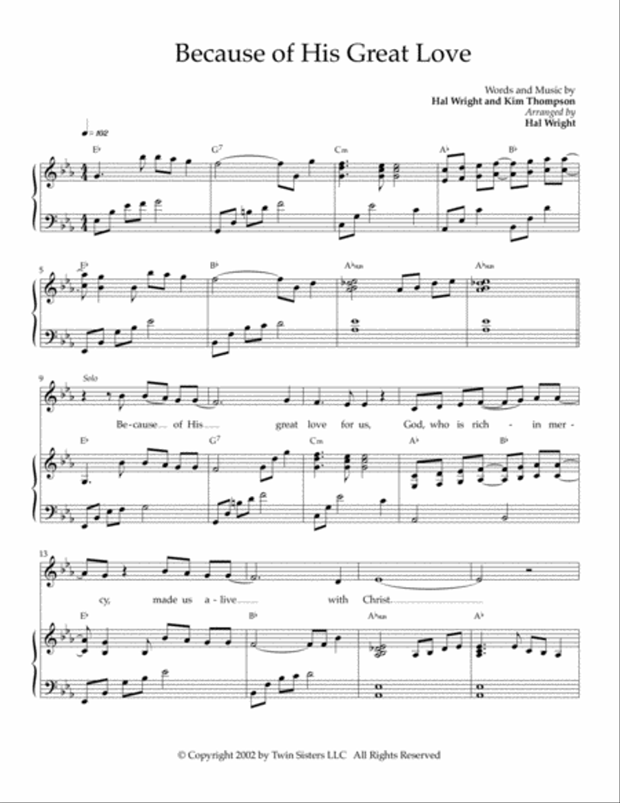 Because Of His Great Love Voice scores gallery preview page 1