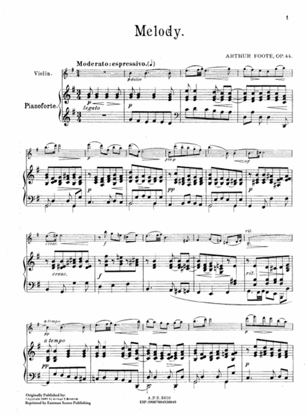 Melody, for violin and pianoforte. Op. 44.