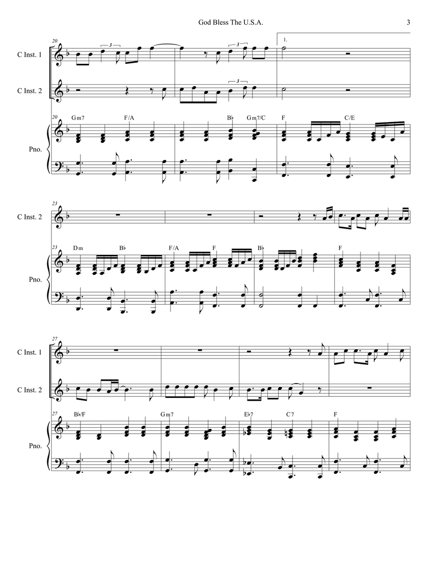 God Bless The U.S.A. Flute scores gallery preview page 3