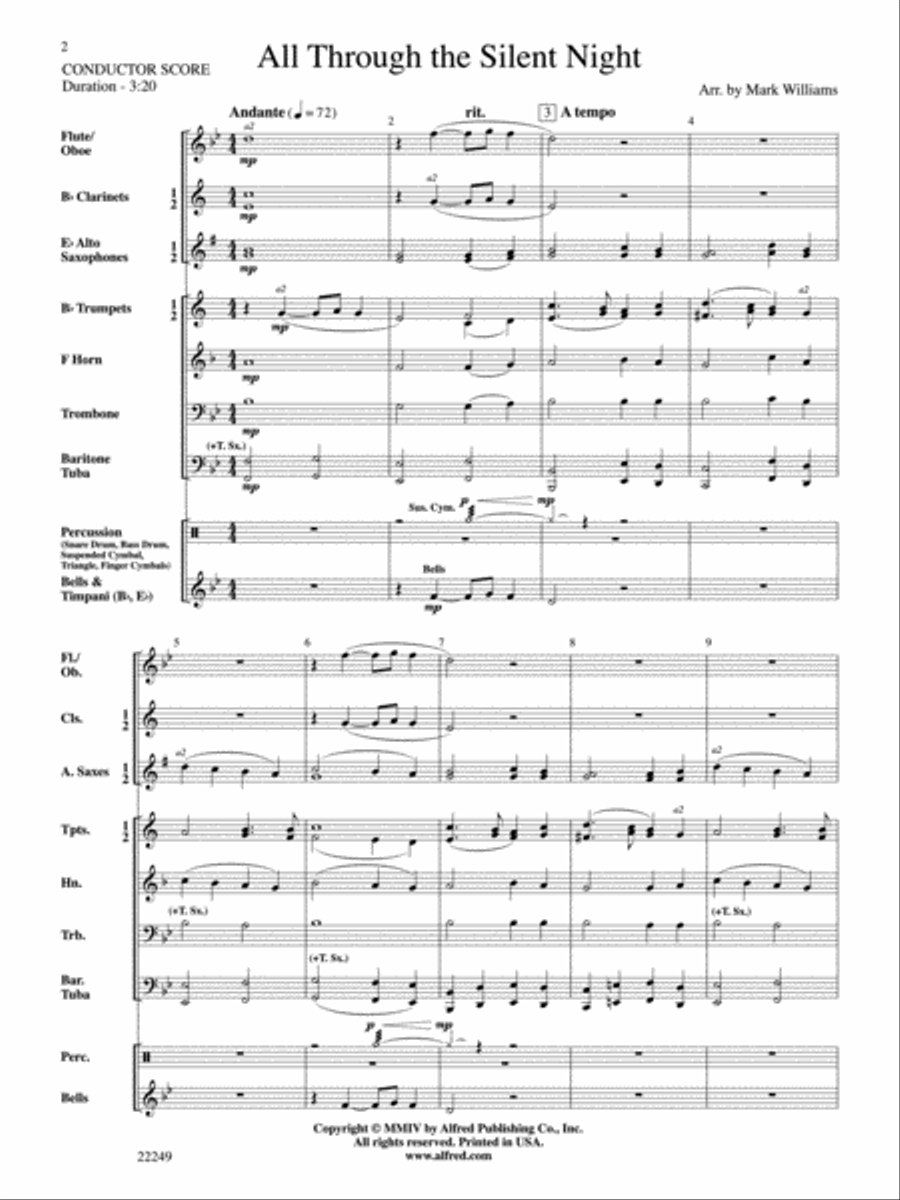 All Through the Silent Night Concert Band scores gallery preview page 2
