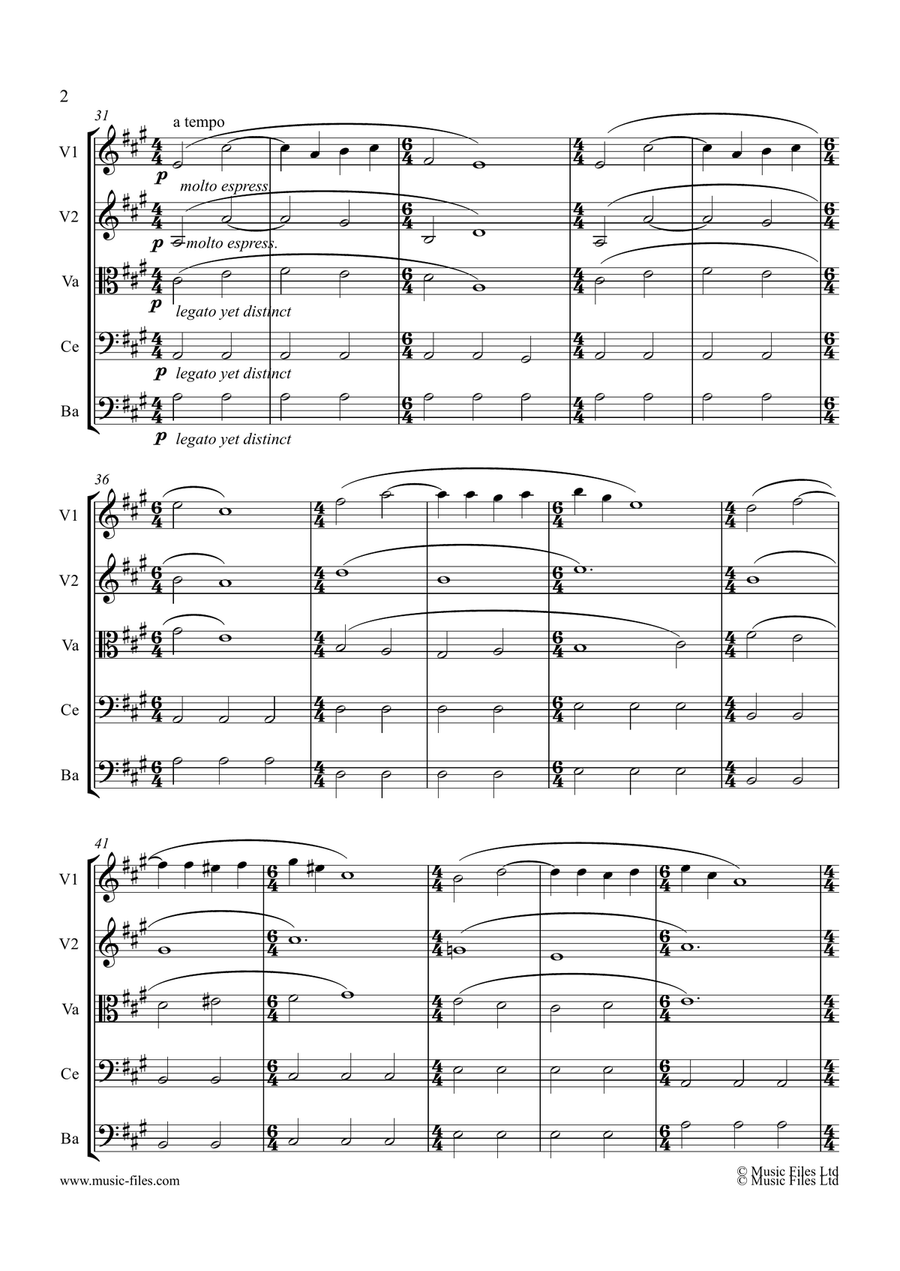 Melancholy Lento - String Quintet String Orchestra scores gallery preview page 2