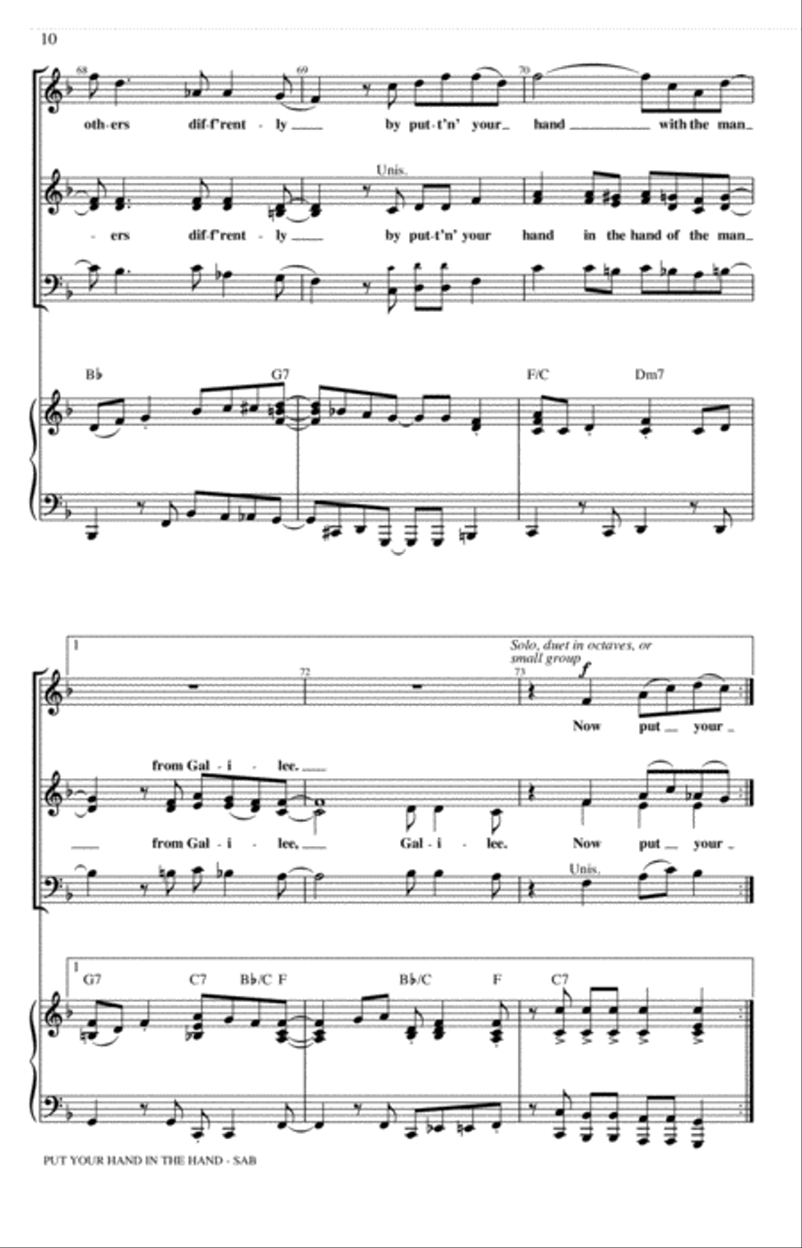 Put Your Hand In The Hand (arr. Kirby Shaw) 3-Part scores gallery preview page 9
