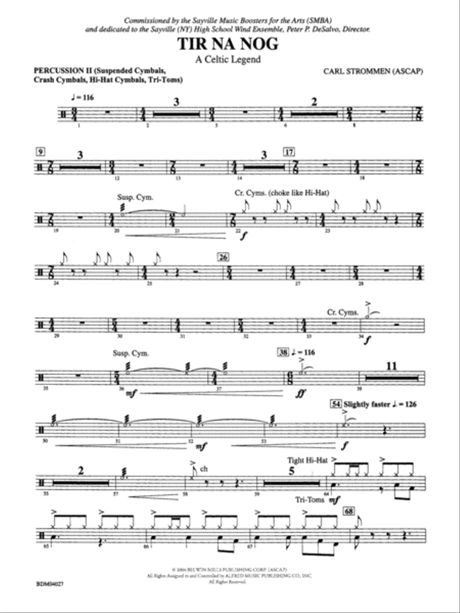 Tir Na Nog (A Celtic Legend): 2nd Percussion Concert Band scores gallery preview page 1