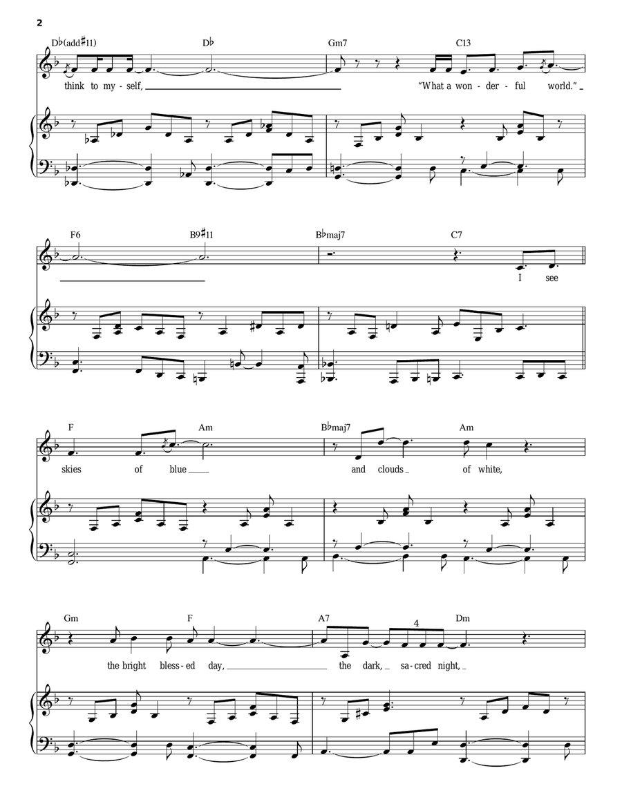 What A Wonderful World Piano, Vocal scores gallery preview page 2