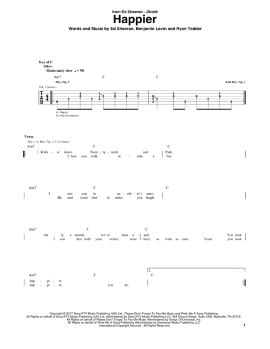 Happier Electric Guitar scores gallery preview page 1