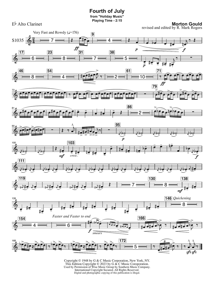 Fourth of July (arr. R. Mark Rogers) - Alto Clarinet Concert Band scores gallery preview page 1