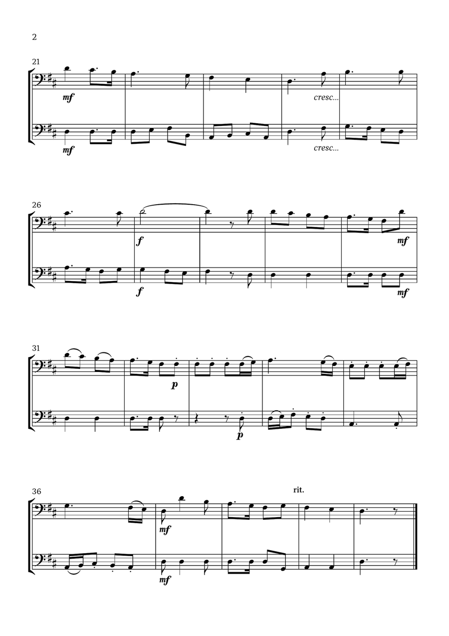 Joy to the World (Cello Duet) - Christmas Carol String Duet scores gallery preview page 2
