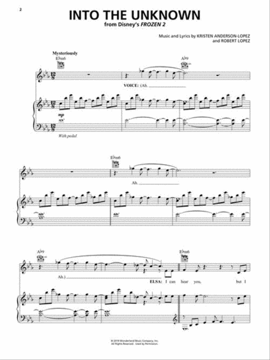 Into the Unknown (from Frozen 2) - Piano/Vocal/Guitar Sheet Music Piano, Vocal, Guitar scores gallery preview page 3