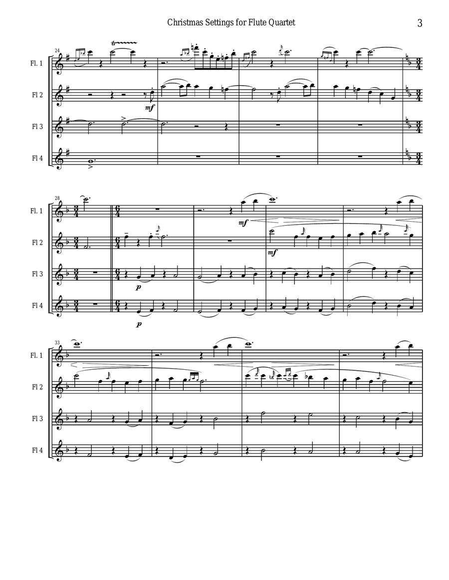 Christmas Settings for Flute Quartet Flute Quartet scores gallery preview page 3