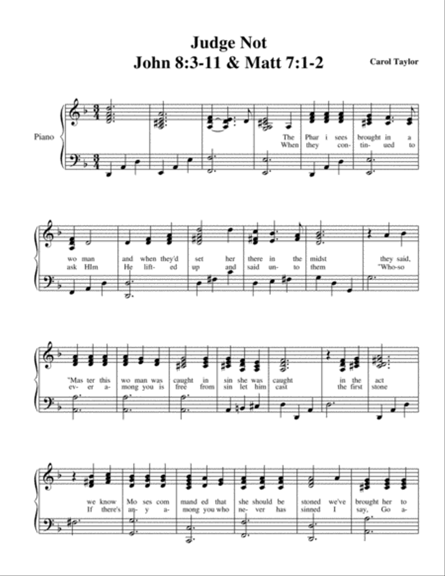 Judge Not (John 8 & Matthew 7) TTBB scores gallery preview page 1