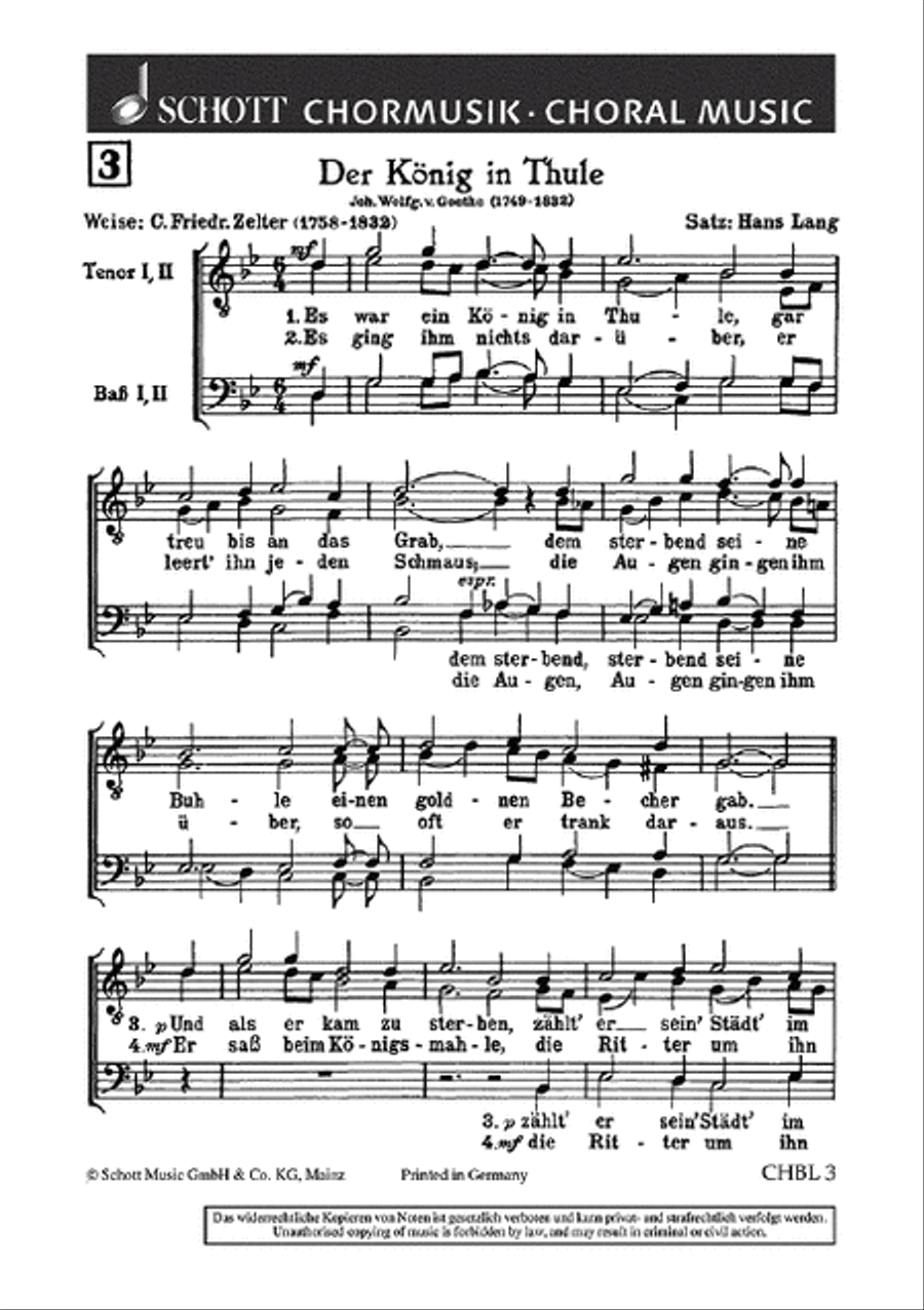 Lang H Koenig In Thule Men's Choir scores gallery preview page 1