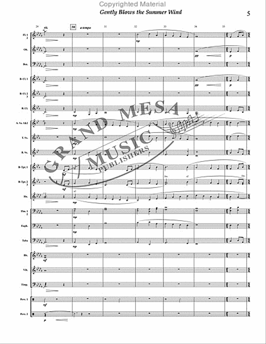 Gently Blows the Summer Wind Concert Band scores gallery preview page 6