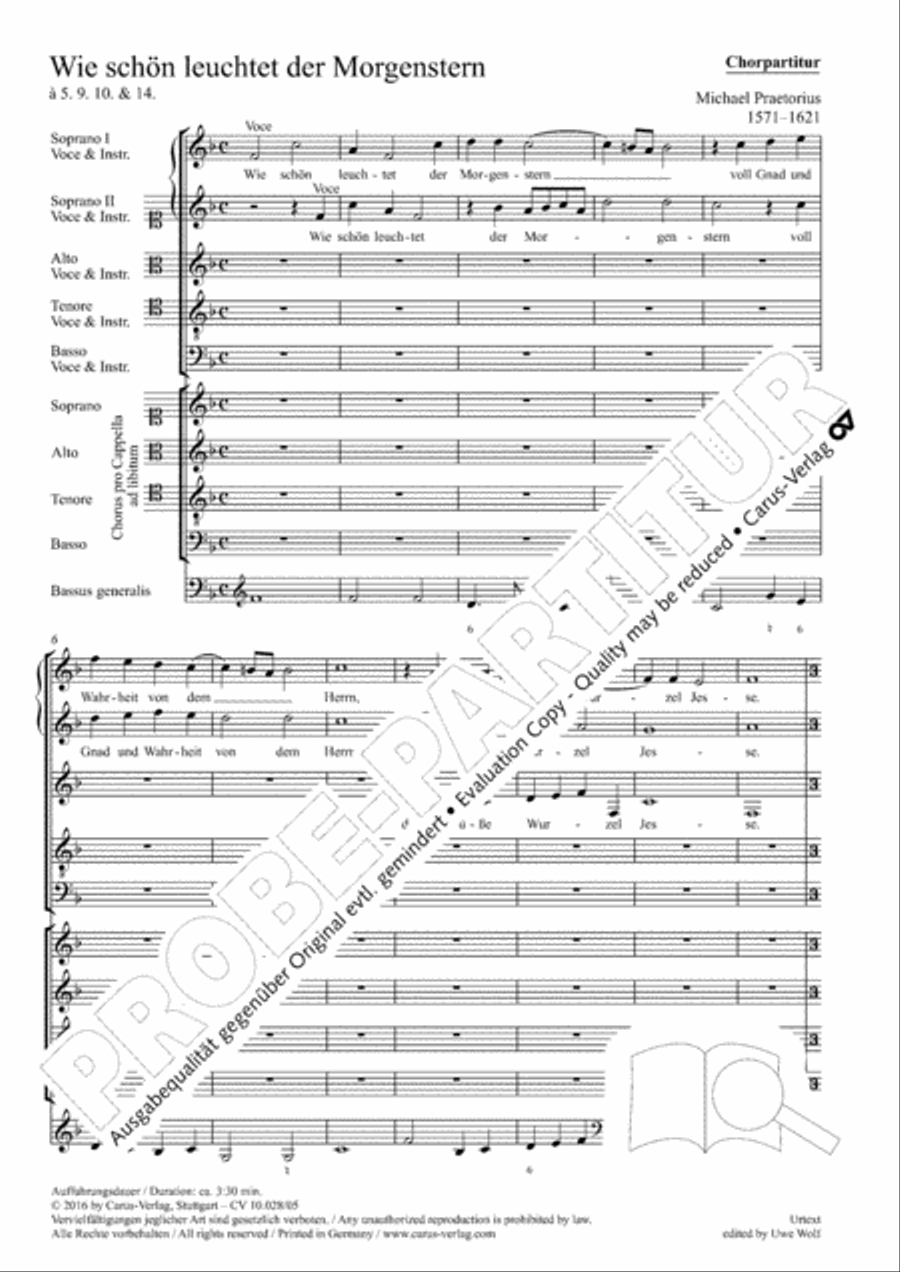 How brightly beams the morning star (Wie schon leuchtet der Morgenstern) SSATB scores gallery preview page 2