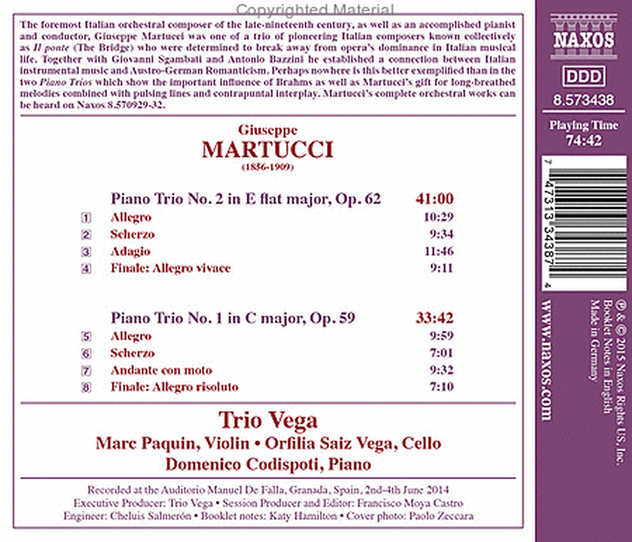 Giuseppe Martucci: Piano Trios Nos. 1 & 2 image number null