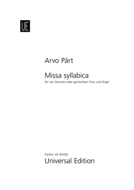 Missa Syllabica, SATB/Org, Sc/