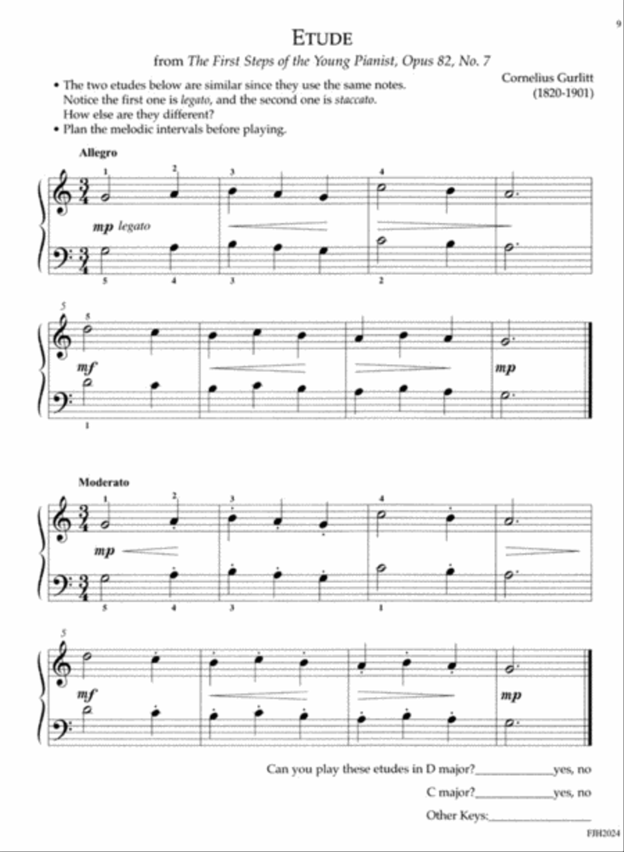 Etudes with Technique, Preparatory