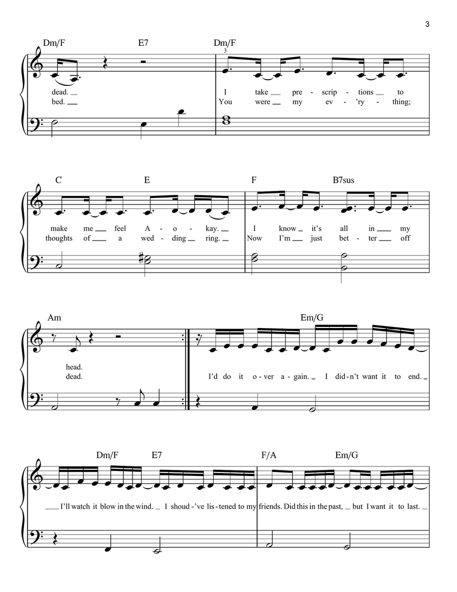 Lucid Dreams Easy Piano scores gallery preview page 3