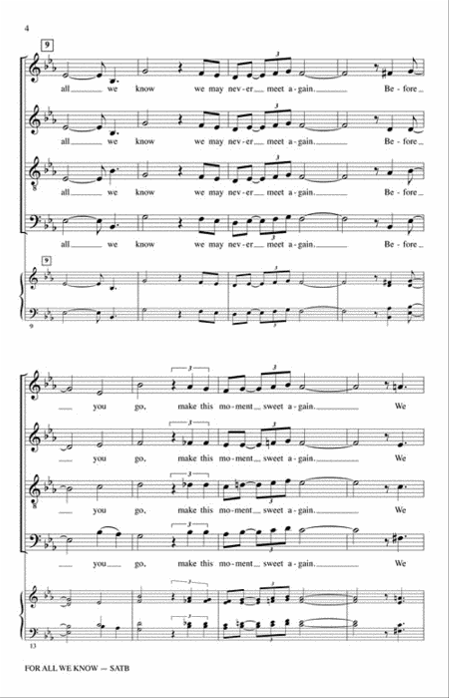 For All We Know 4-Part scores gallery preview page 3