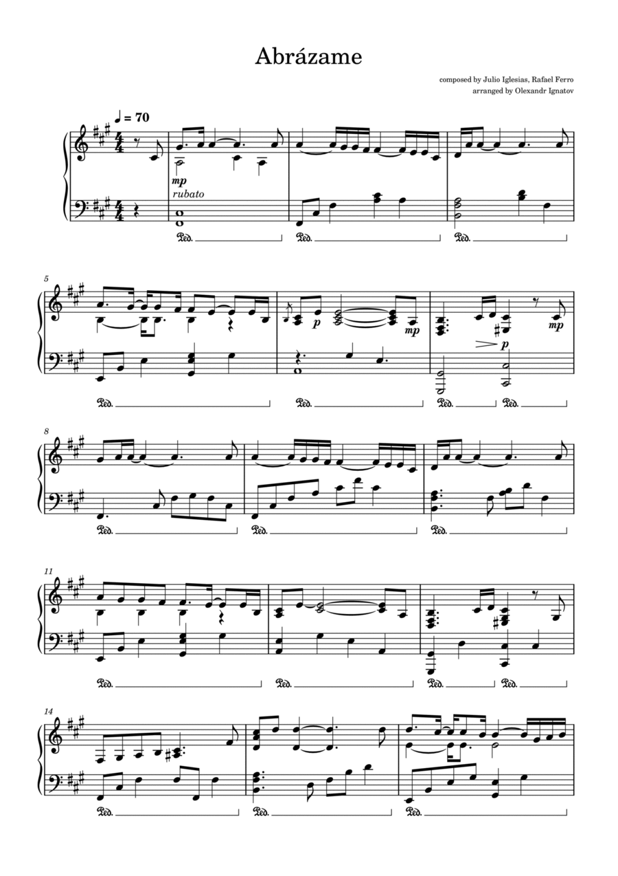 Abrazame Abrazame Piano Solo scores gallery preview page 1
