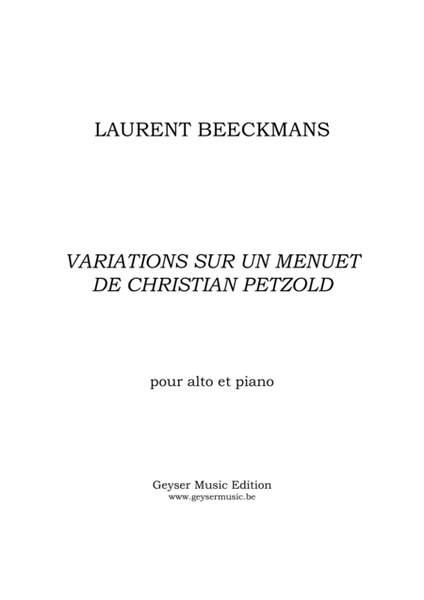 Laurent Beeckmans - Variations on a Minuet by Christian Petzold - for viola and piano