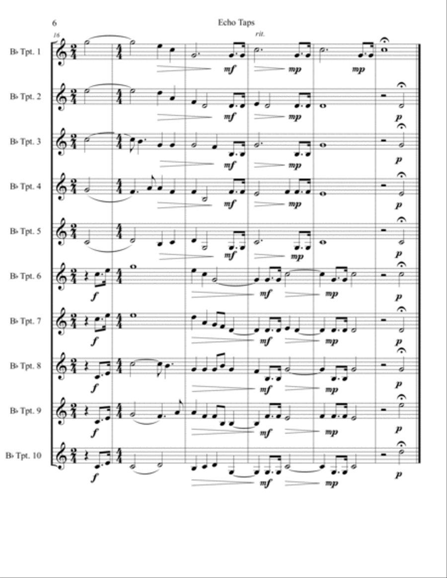 Echo Taps for Trumpet Ensemble Brass Ensemble scores gallery preview page 6