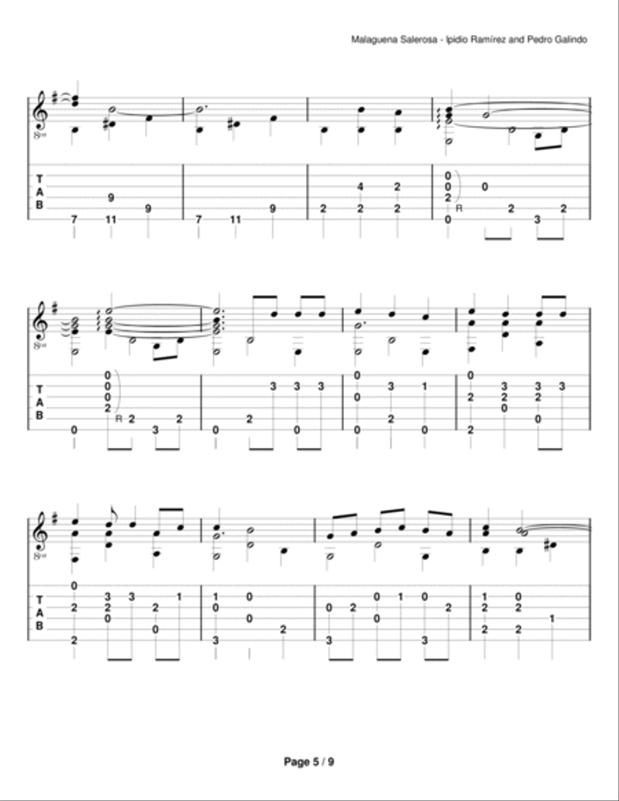 Malaguena Salerosa Guitar Solo scores gallery preview page 5