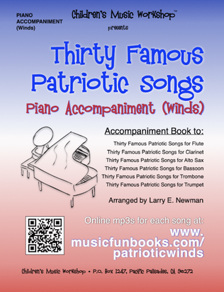 Book cover for Thirty Famous Patriotic Songs for Piano Accompaniment (Winds)
