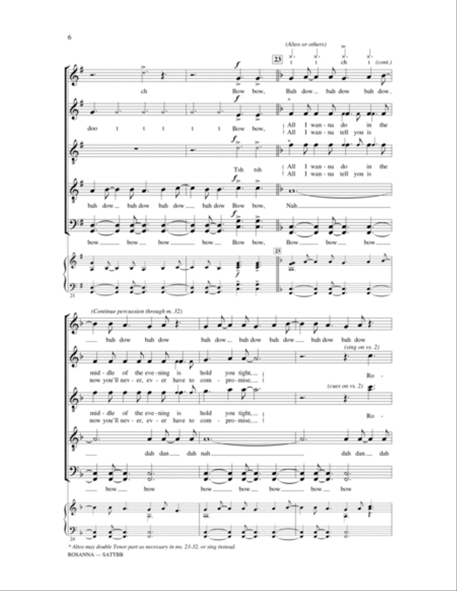 Rosanna (arr. David Lawson) 4-Part scores gallery preview page 5