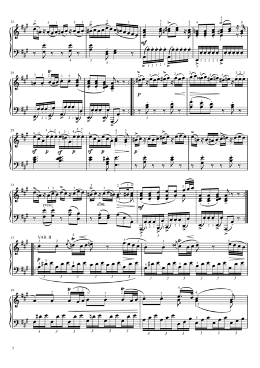 Mozart - Piano Sonata No.11 in A major, K.331/300i - 1st Mov - Original With Fingered For Piano Solo Piano Solo scores gallery preview page 2