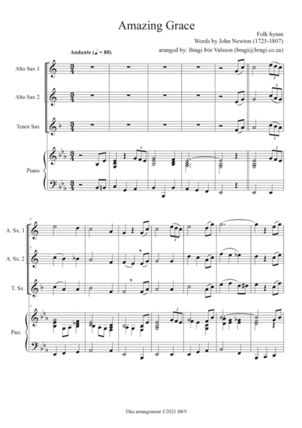 Five Sacred Songs - Saxophone trio with piano accompaniment - score and parts image number null